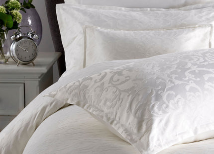 Christy "Venice" Jacquard Duvet Cover Sets in White