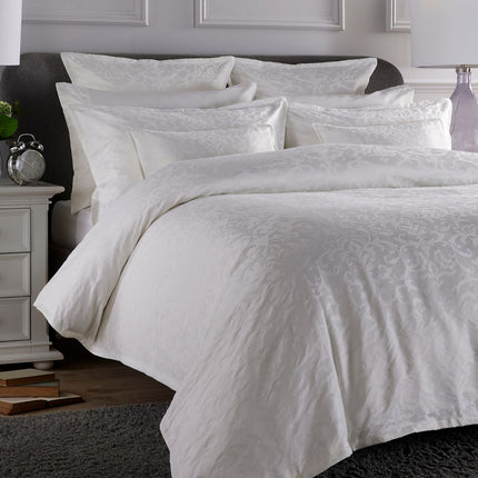 Christy "Venice" Jacquard Duvet Cover Sets in White