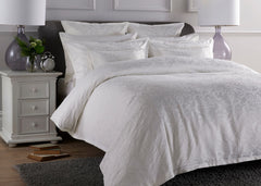 Christy "Venice" Jacquard Duvet Cover Sets in White