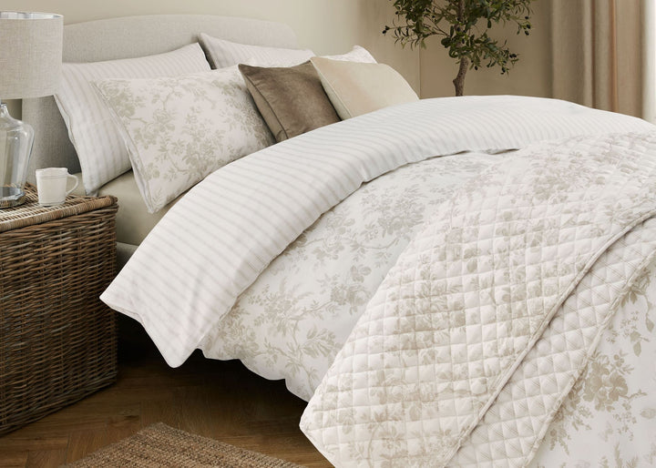 Laura Ashley "Walled Garden" Quilted Bedspread in Dove Grey