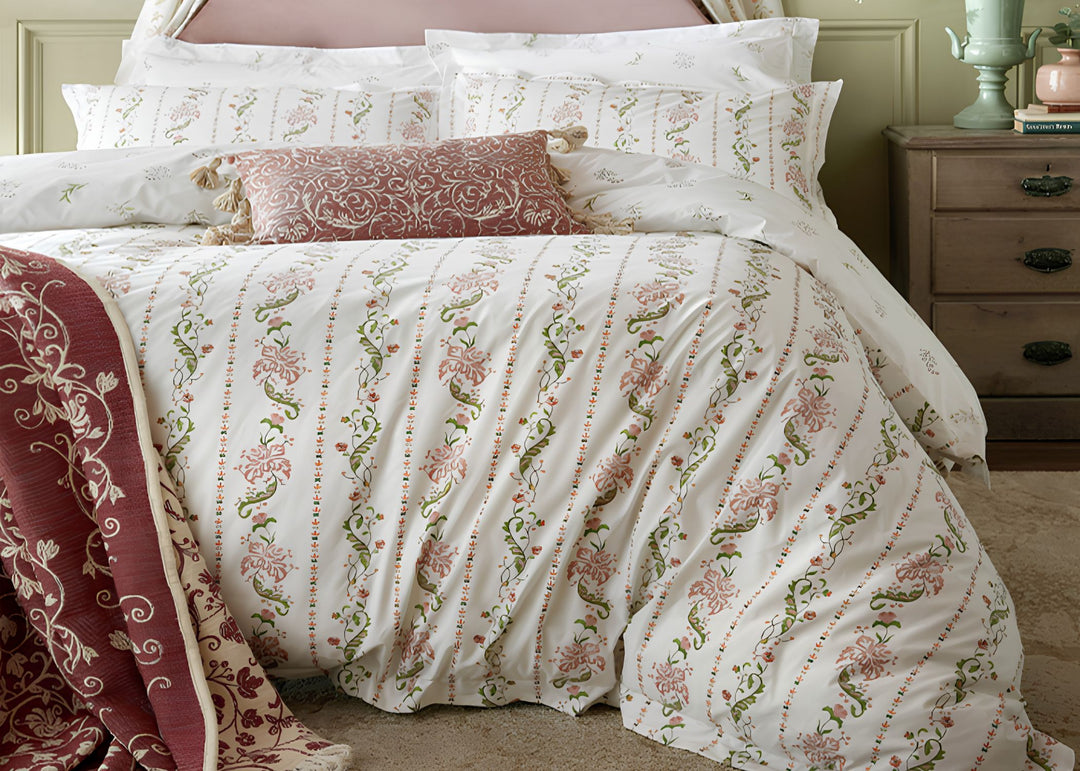 Historic Royal Palaces "Waistcoat Stripe" Duvet Cover Set in Clay Pink