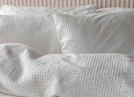 Belledorm "Waffle Stripe" Duvet Cover Set in Off White