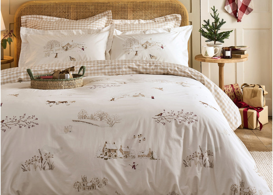 Sophie Allport "Winter Scene" Duvet Cover Set in Off White