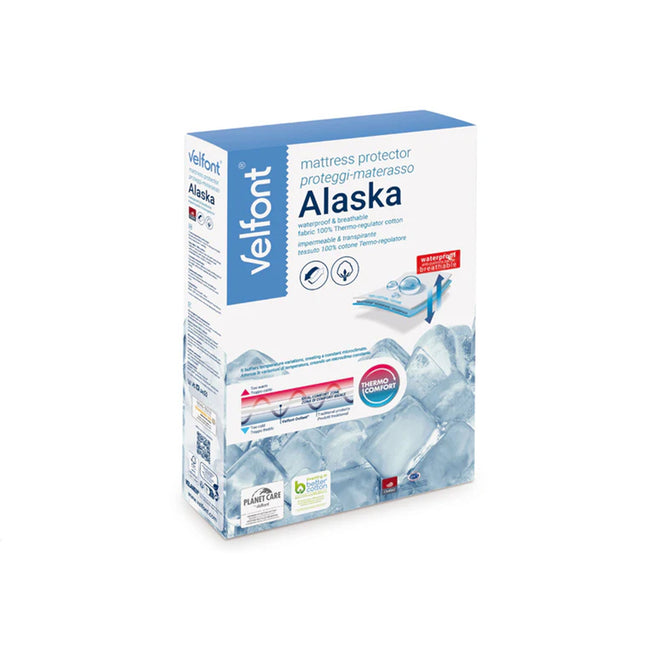 Velfont "Alaska" 100% Thermo-regulating Mattress Protector in White