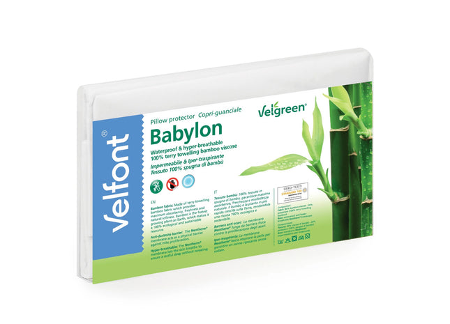 Velfont "Babylon" Bamboo Pillow Protector in White