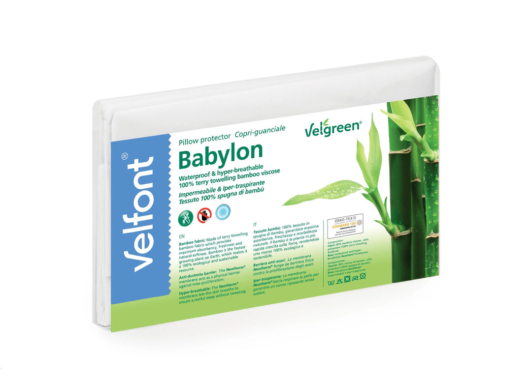 Velfont "Babylon" Bamboo Pillow Protector in White
