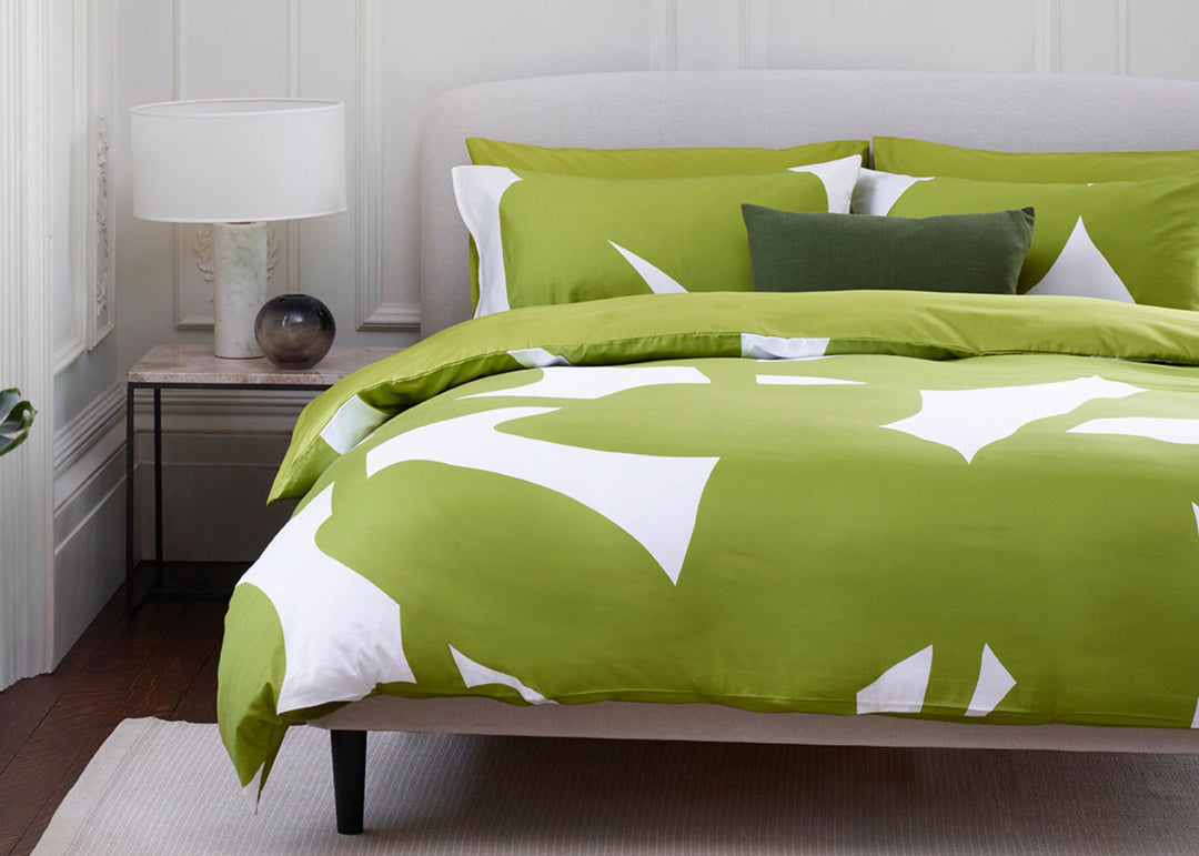 Jasper Conran "Floral Leaf Print" Duvet Cover Set in Spinach Green
