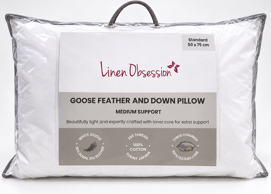 Linen Obsession "Goose Feather &amp; Down" Filled Pillows - Medium Support