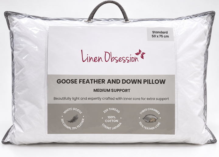 Linen Obsession "Goose Feather &amp; Down" Filled Pillows - Medium Support