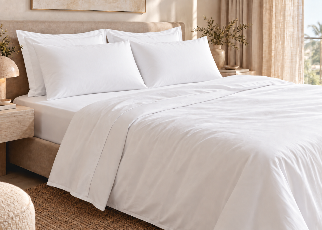 Linen Obsession 300 Thread Count "Luxury Everyday" Cotton Sateen Pillowcase in White