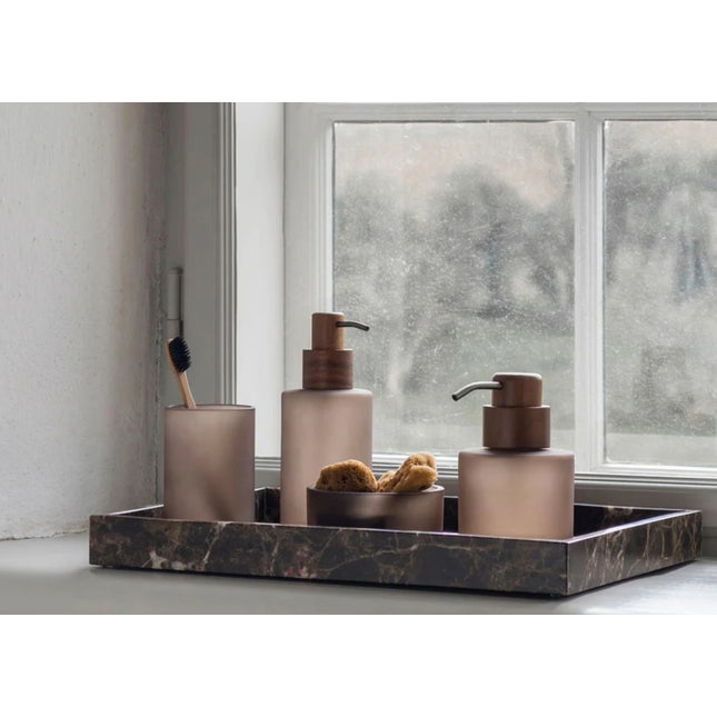 Mette Ditmer "Modest Glass" Bathroom Accessories in Walnut