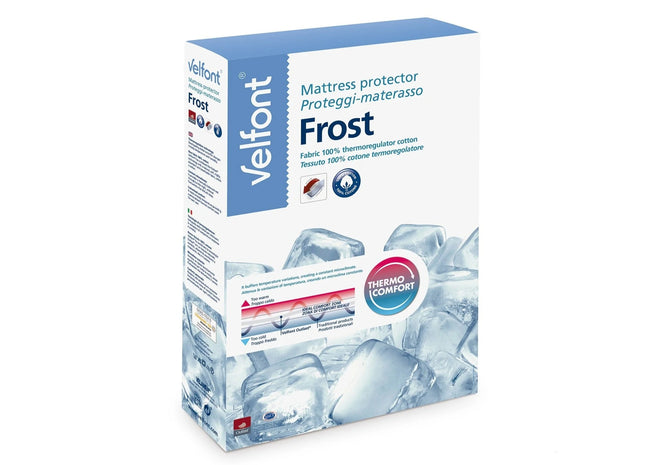 Velfont "Frost" 100% cotton thermo-regulating fabric Mattress Protector in White