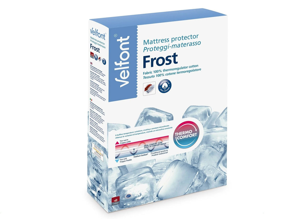 Velfont "Frost" 100% cotton thermo-regulating fabric Mattress Protector in White