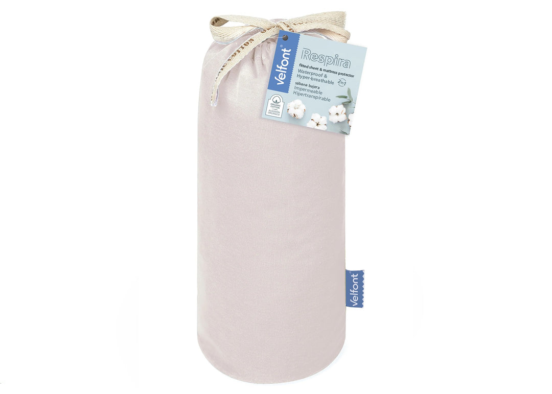 Velfont "Respira" 100% Organic Cotton Fitted Sheets in Cream