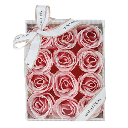 Mathilde "Rose Fragrance" Set of 12 roses in pink and white soap
