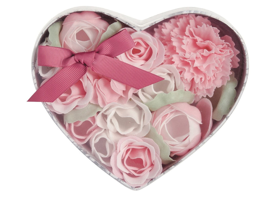 Mathilde "Rose Fragrance" Heart Box Bouquet of Soap Flower in Pink and White