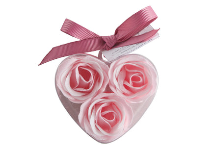 Mathilde "Rose Fragrance" Heart shaped Box with 3 Pink Soap Roses