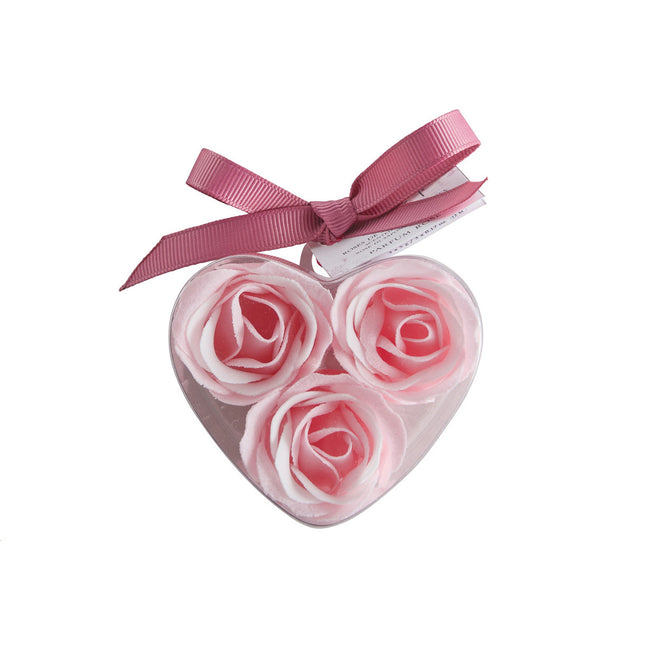 Mathilde "Rose Fragrance" Heart shaped Box with 3 Pink Soap Roses