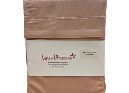 Linen Obsession "LO Opulent Embroidery" 500TC Egyptian Cotton Sateen in Blush