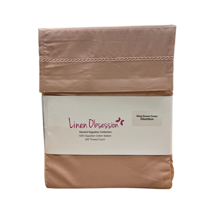 Linen Obsession "LO Opulent Embroidery" 500TC Egyptian Cotton Sateen in Blush