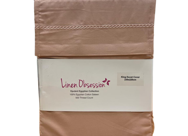 Linen Obsession "LO Opulent Embroidery" 500TC Egyptian Cotton Sateen in Blush