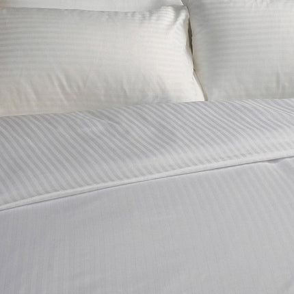 Linen Obsession "Real Hotel Linen" Sateen Stripe in  White 300 Thread Count Cotton.