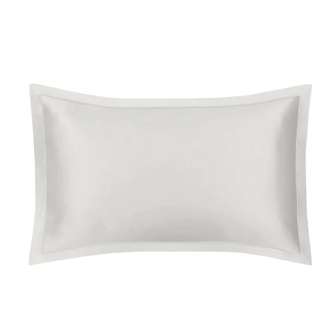 Mayfairsilk "Mulberry Silk" Oyster Grey Oxford Pillowcase with Piping