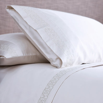 Linen Obsession "LO Anna Embroidery" 500TC Egyptian Cotton Sateen Bed Linen in White