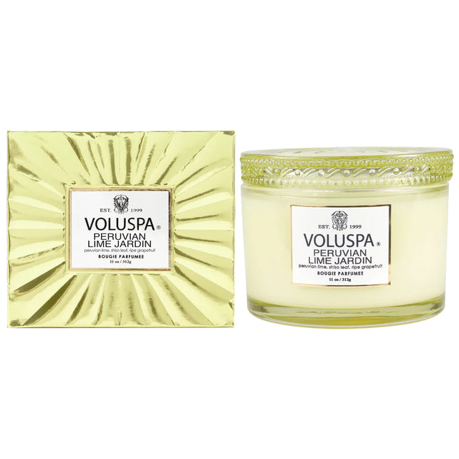 Voluspa "Peruvian Lime Jardin" Corta Maison Boxed Glass Candle
