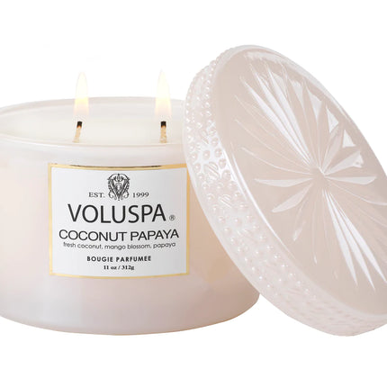 Voluspa "Coconut Papaya" Corta Maison Boxed Glass Candle