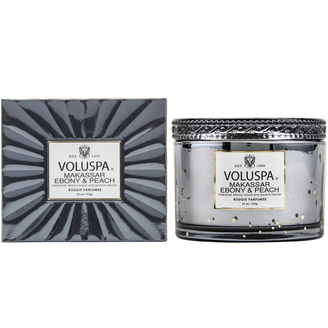 Voluspa "Makassar Ebony & Peach" Corta Maison Boxed Glass Candle