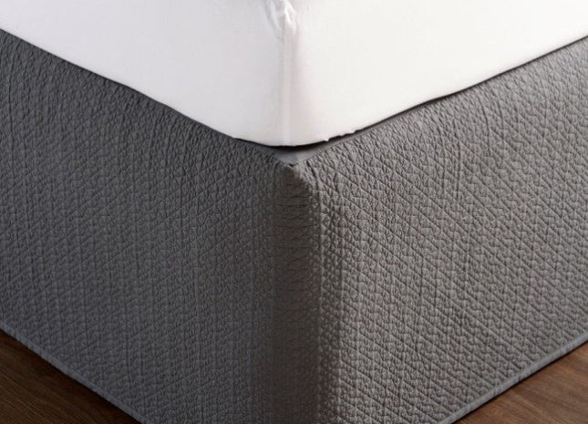 Christy "Amalfi Quilted Bed Skirt" (Valance) in Colour Charcoal