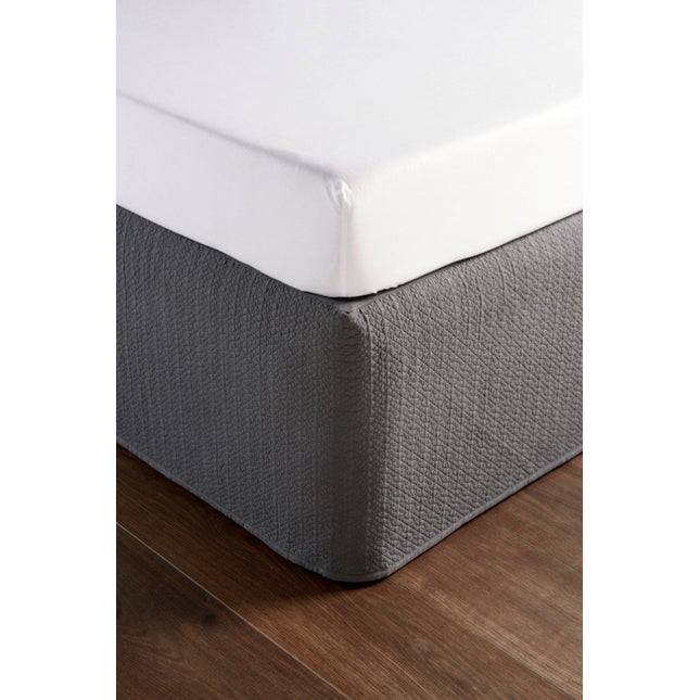 Christy "Amalfi Quilted Bed Skirt" (Valance) in Colour Charcoal