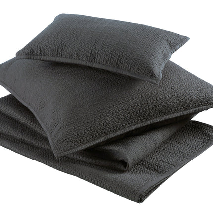 Christy "Amalfi" Quilted Pillow Shams in Charcoal Grey