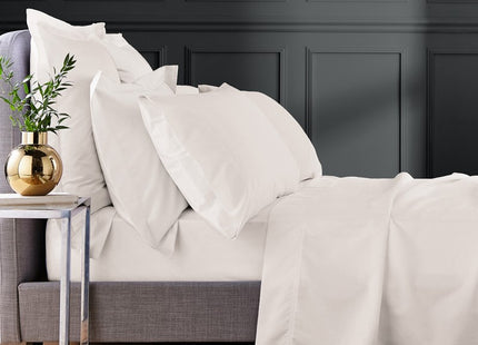 Bedeck of Belfast "1000TC Egyptian Cotton Sateen" Plain Dyed Sheet in Chalk (Cream)