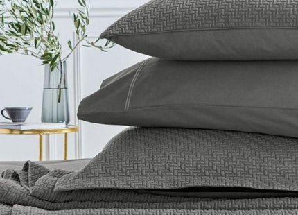 Bedeck of Belfast "Andaz" Throw, Sham and Cushion in Charcoal