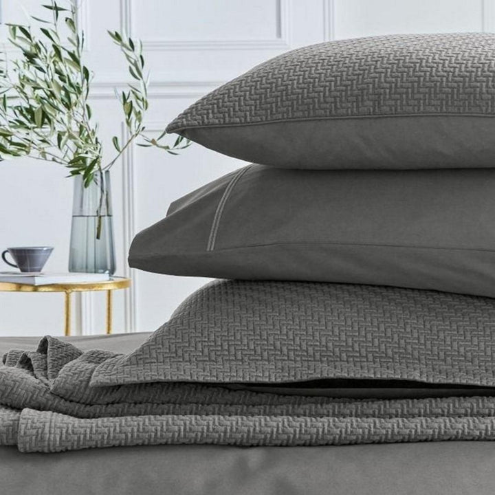 Bedeck of Belfast "Andaz" Throw, Sham and Cushion in Charcoal