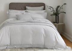 Bedeck of Belfast "Vendi" with Pleated Trim Duvet Cover Set in Silver