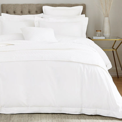 Bedeck of Belfast "Vendi"  with Pleated Trim Duvet Cover Set  in White