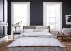 Bedeck of Belfast "Komoro" Duvet Cover & Pillow Case in White with Grey Trim