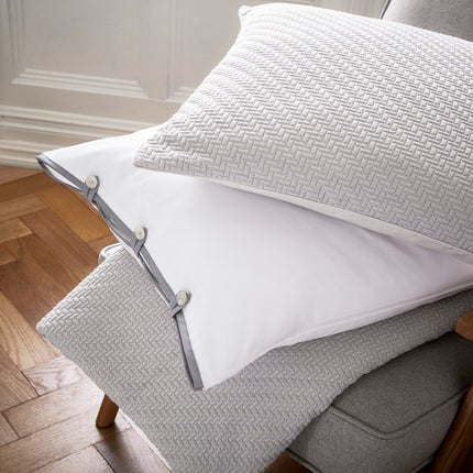 Bedeck of Belfast "Komoro" Duvet Cover & Pillow Case in White with Grey Trim