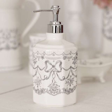 Mathilde "Dentelle Aquarelle" Ceramic Bathroom Accessories in Grey/White