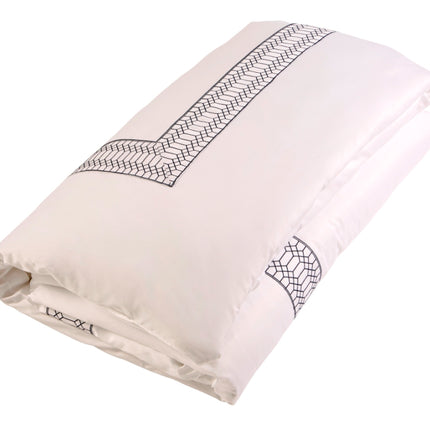 Christy Premium "Deco" Duvet Cover with Navy Embroidery