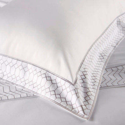Christy Premium "Deco" White Duvet Cover sets - with Silver Platinum Embroidery