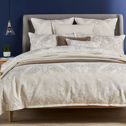 Christy "Fairfield" Jacquard Duvet Cover Sets in Oyster Colour