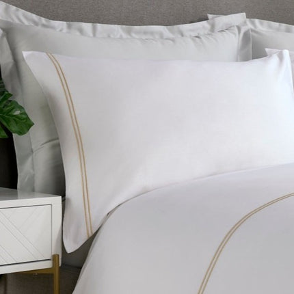 Christy "Franklin" Duvet Cover Sets in White with Gold Embroidery