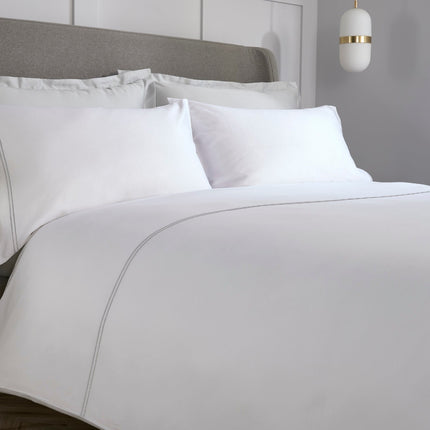 Christy "Franklin" Duvet Cover Sets in White with Silver Embroidery
