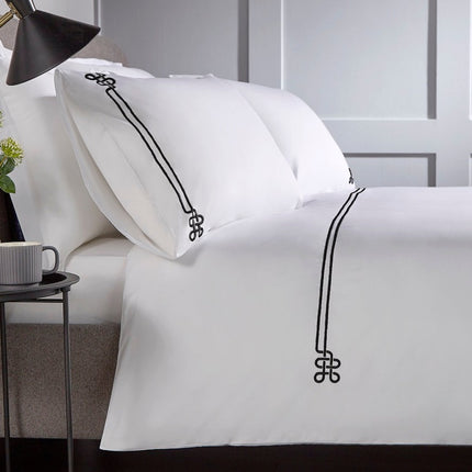 Christy "Fulton" Duvet Cover Sets - White with Black Embroidery
