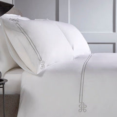 Christy "Fulton" Duvet Cover Sets - White with Silver Embroidery