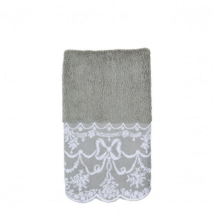 Mathilde "Dentelle Précieuse" Decorative Towels in White & Grey